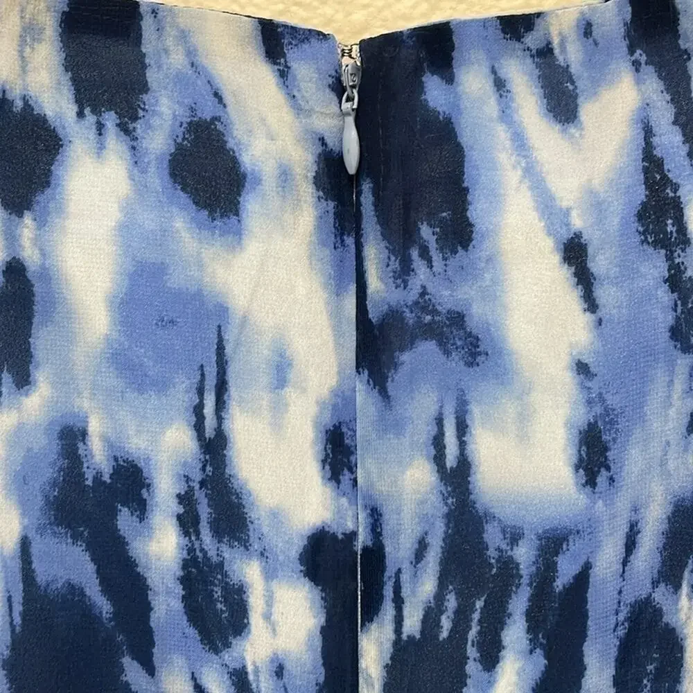Eloquii Womens Maxi Lined Skirt Size 16 Abstract Print Blue Faux Wrap Side Split